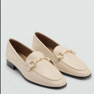 Mango MNG Women's Leather Buckle Slip On Almond Toe Loafers -40
